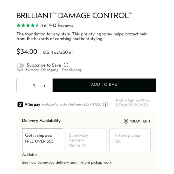 AVEDA Brilliant Damage Control Spray 8.5 oz / 250 ml - Picture 2 of 8